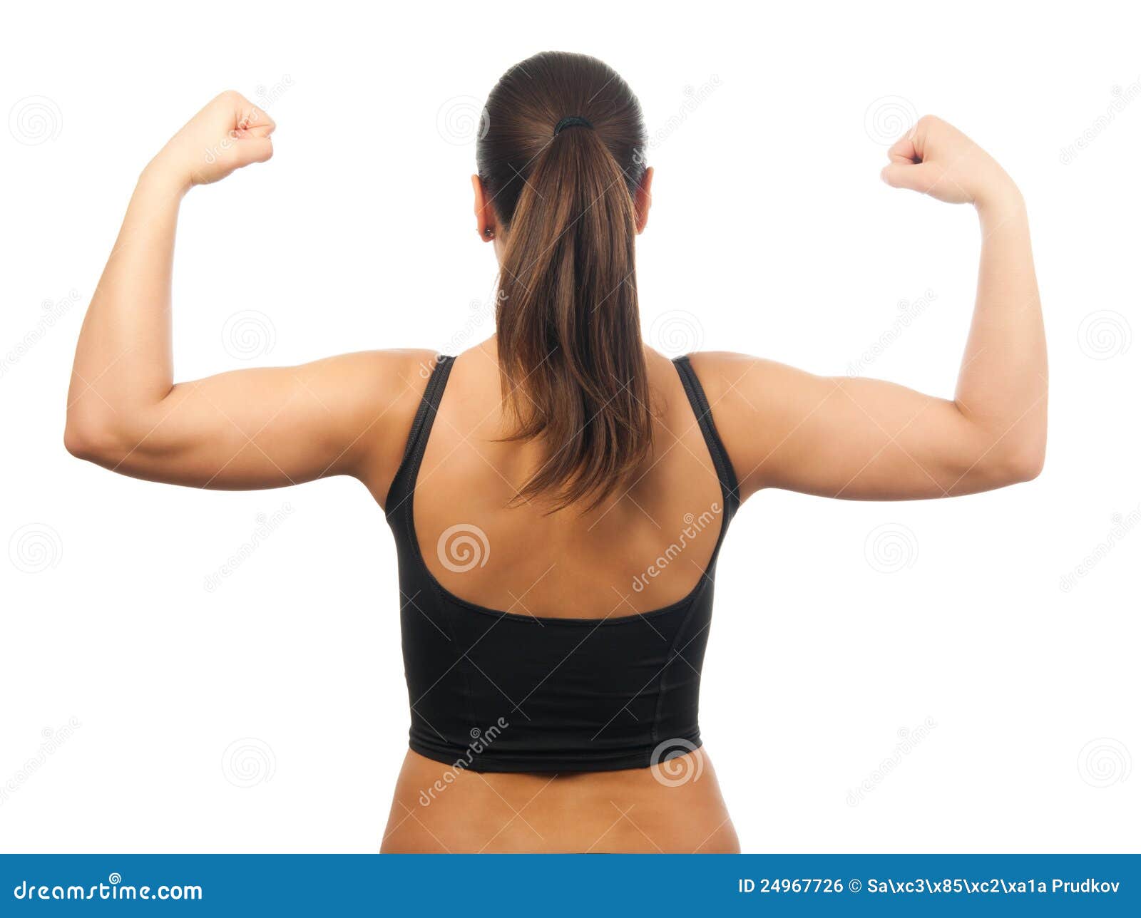 Woman flexing her muscles and showing her toned back Royalty-Free Stock  Image - Storyblocks