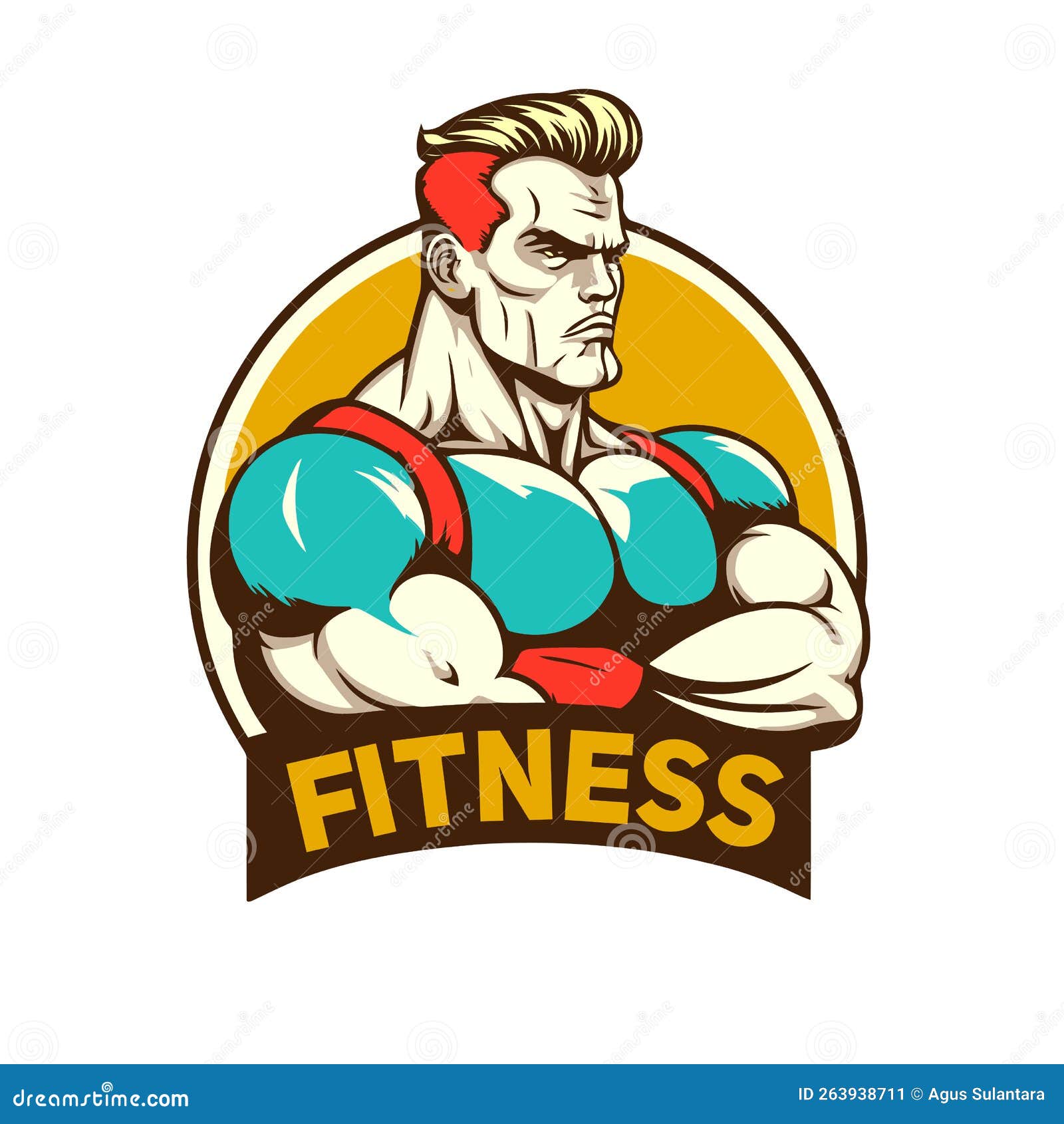 Gym Fitness Club Logo Design, Bodybuilder, Vector Illustration Stock ...