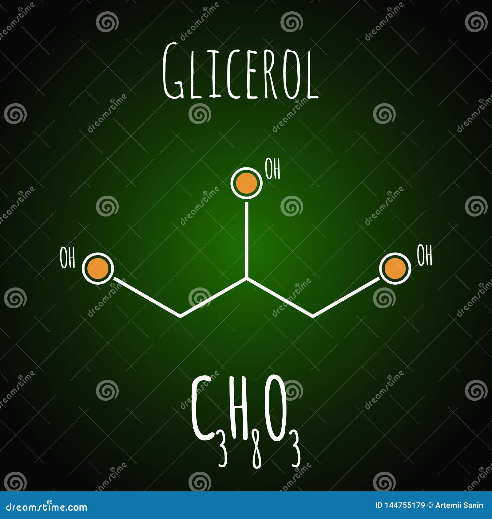 Structural Chemical Formula of Glycerol Molecule, Science Illustration, Vector Stock Vector
