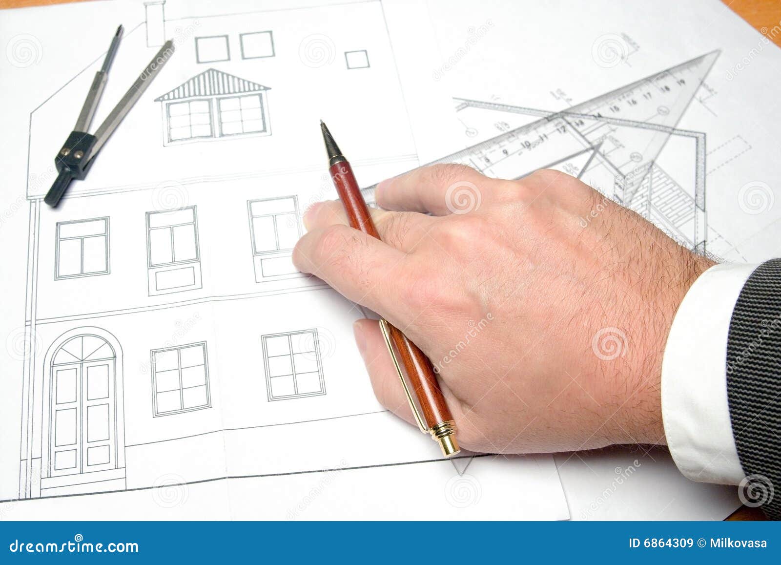 Structural drawing stock image. Image of compass, draftsman - 6864309