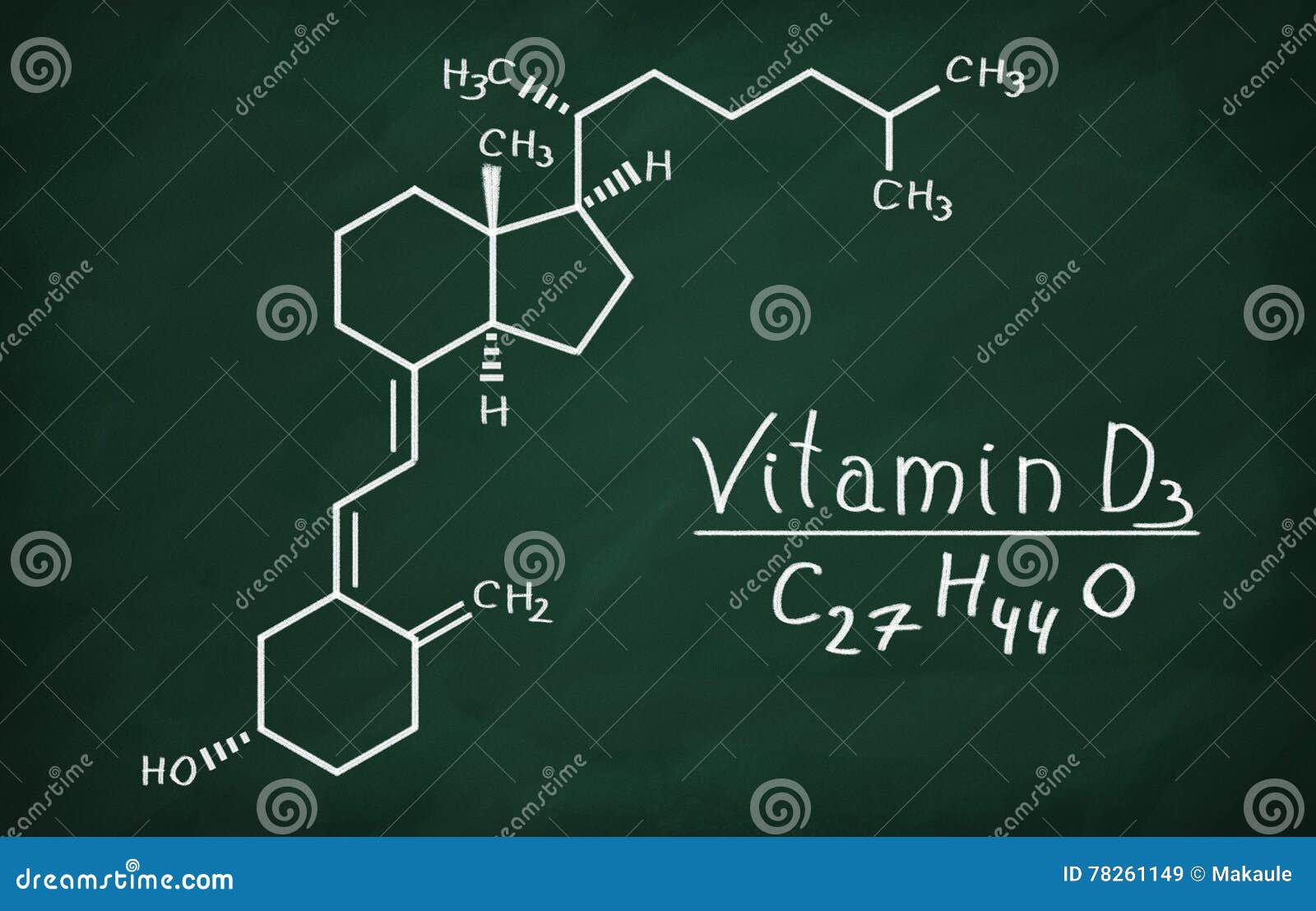 Structural Model of Vitamin D3 Molecule Stock Illustration