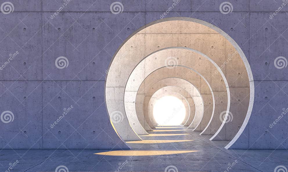 Structure with Concrete Walls and Circular Openings Stock Illustration