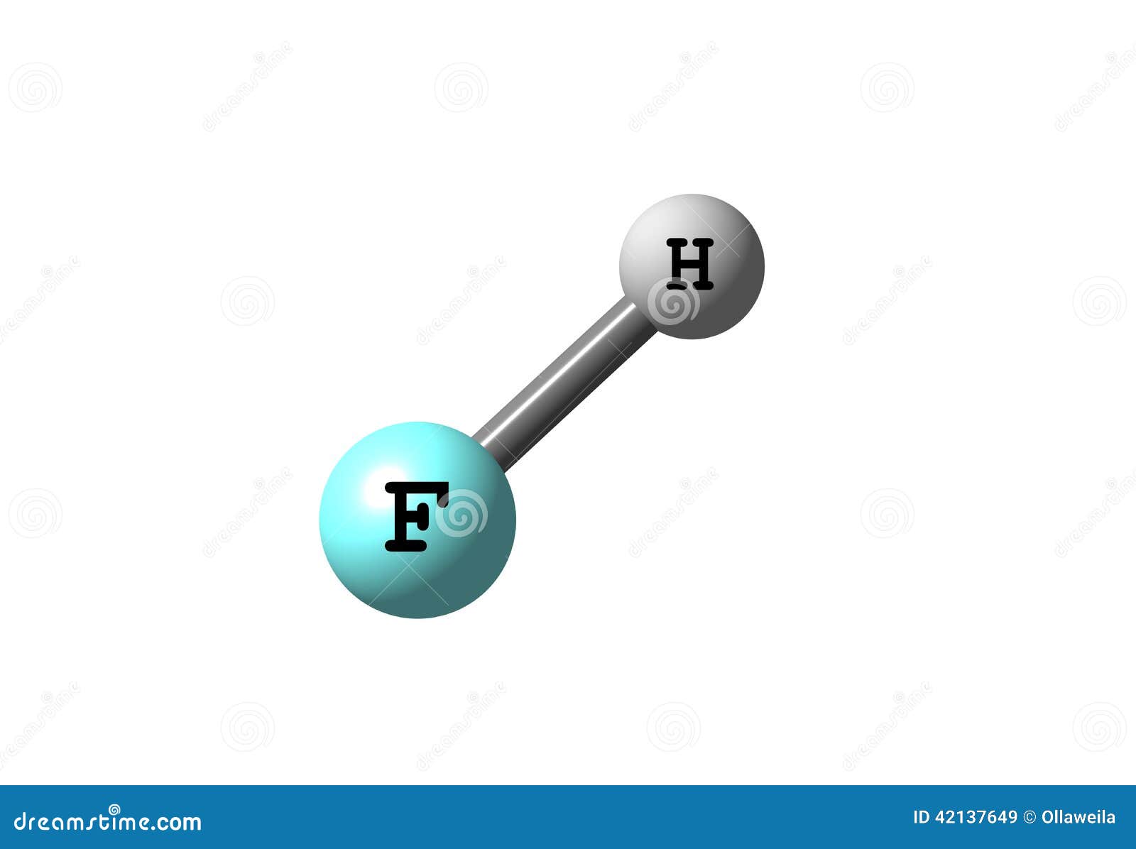 Structure moléculaire de fluorure d'hydrogène sur le fond blanc