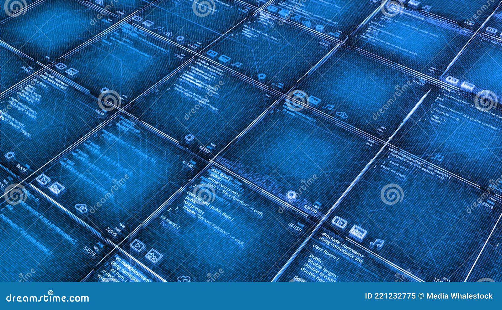 Structure of Program Interface in Computer. Animation Stock