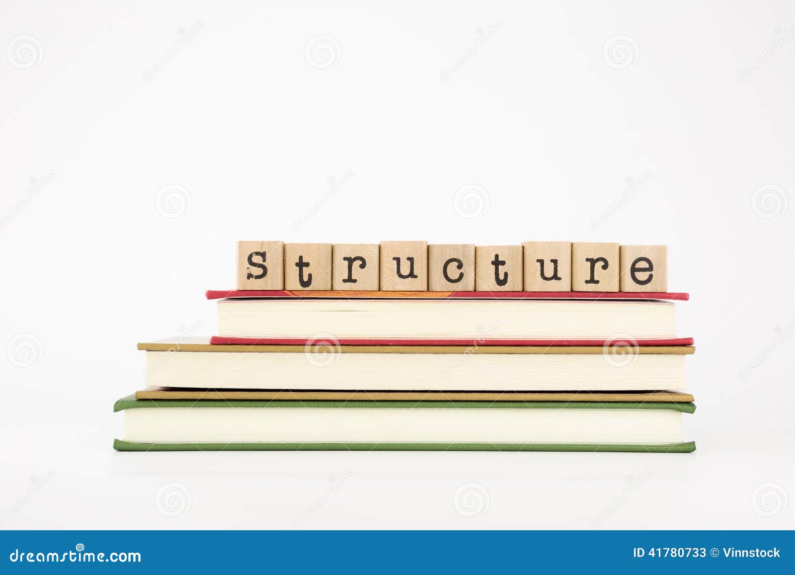 structure word on wood stamps and books