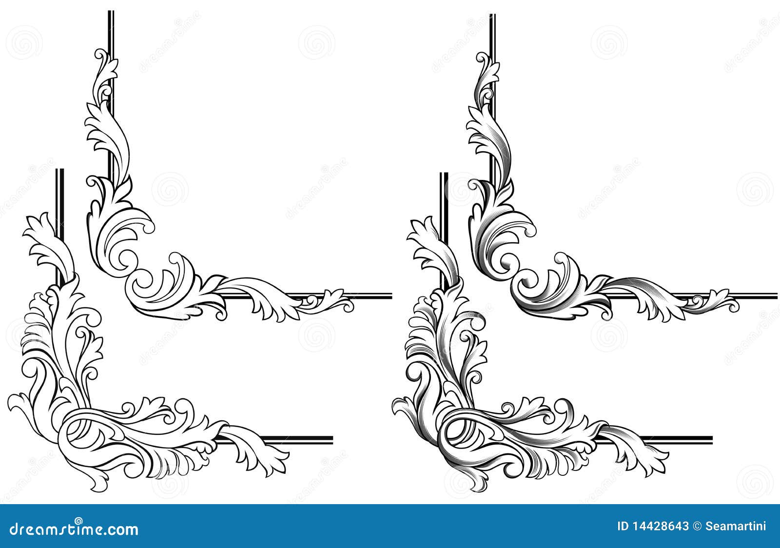 Strudelelemente und -monogramme für Auslegung und verzieren