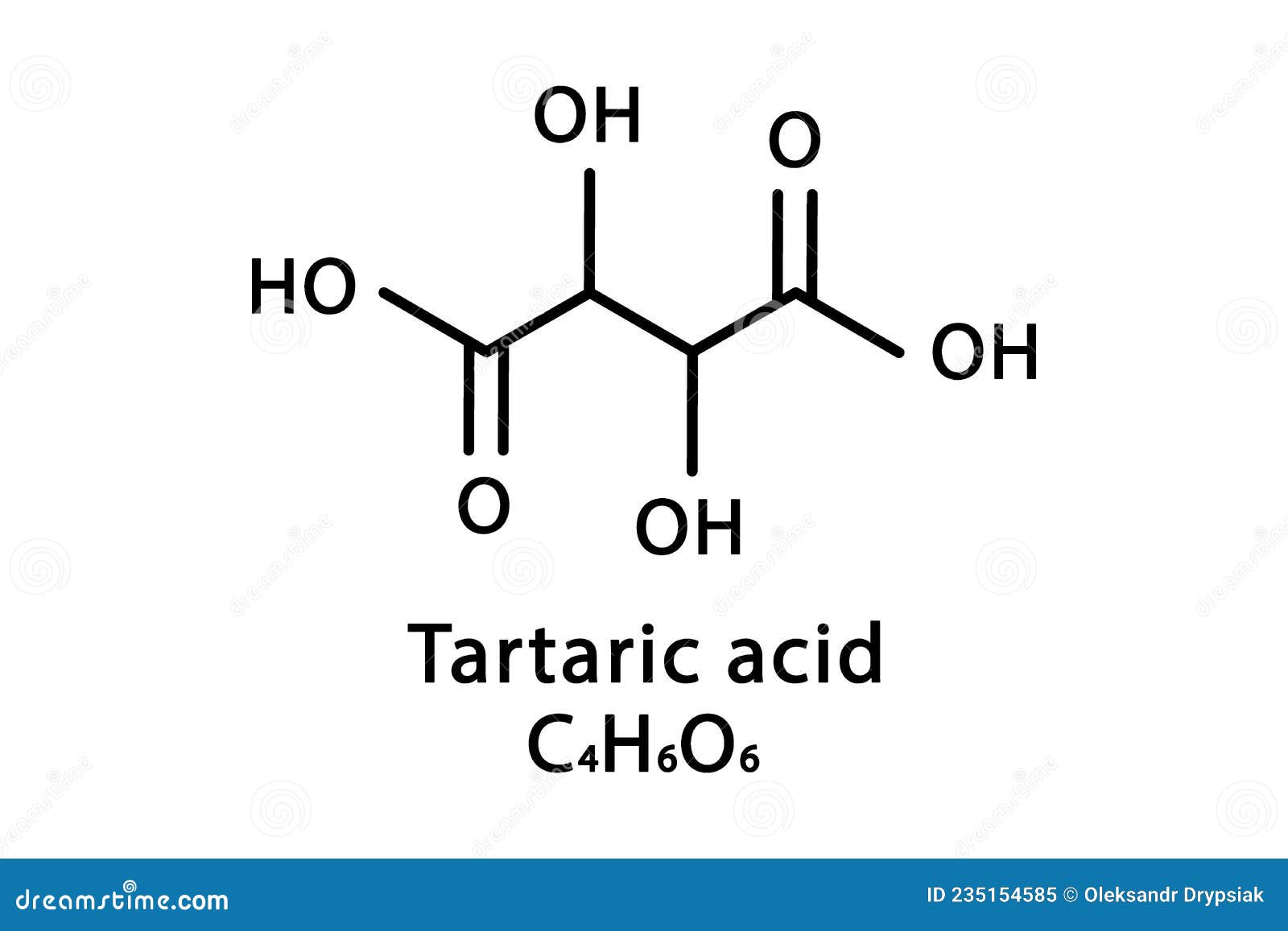 Struttura molecolare dell'acido tartarico. Acido tartarico formula chimica  scheletrica. Illustrazione del vettore della formula molecolare chimica  Immagine e Vettoriale - Alamy