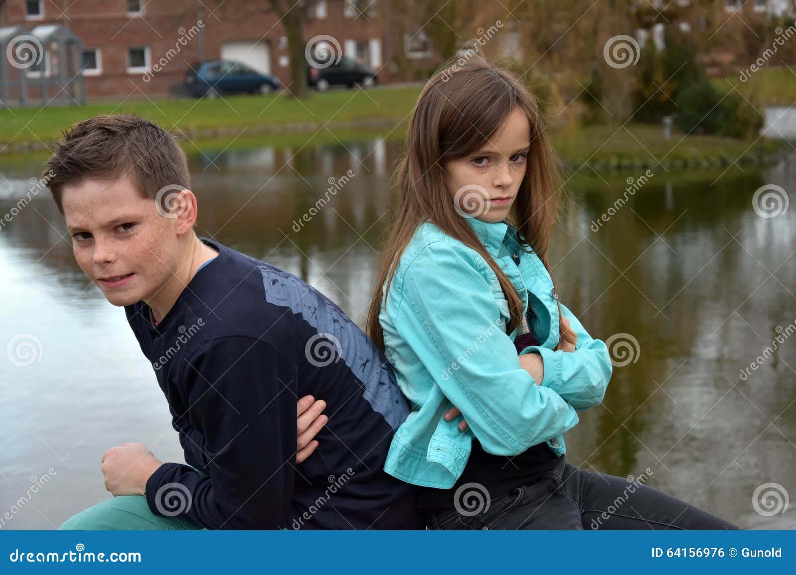 Stubborn siblings stock photo. Image of black, expression