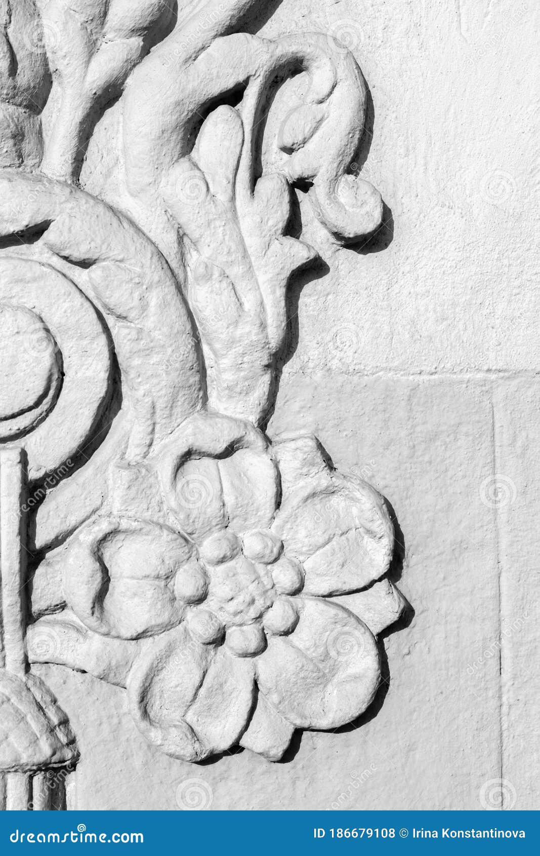 stucco relief ornamental architectura close-up detail.