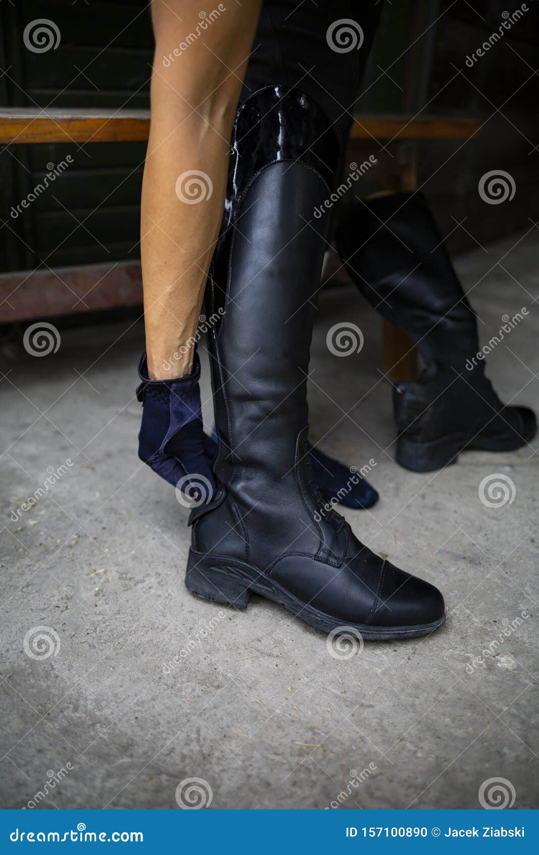 Horse Riding. Leather Equestrian Boots. Riding Clothes Stock Photo ...