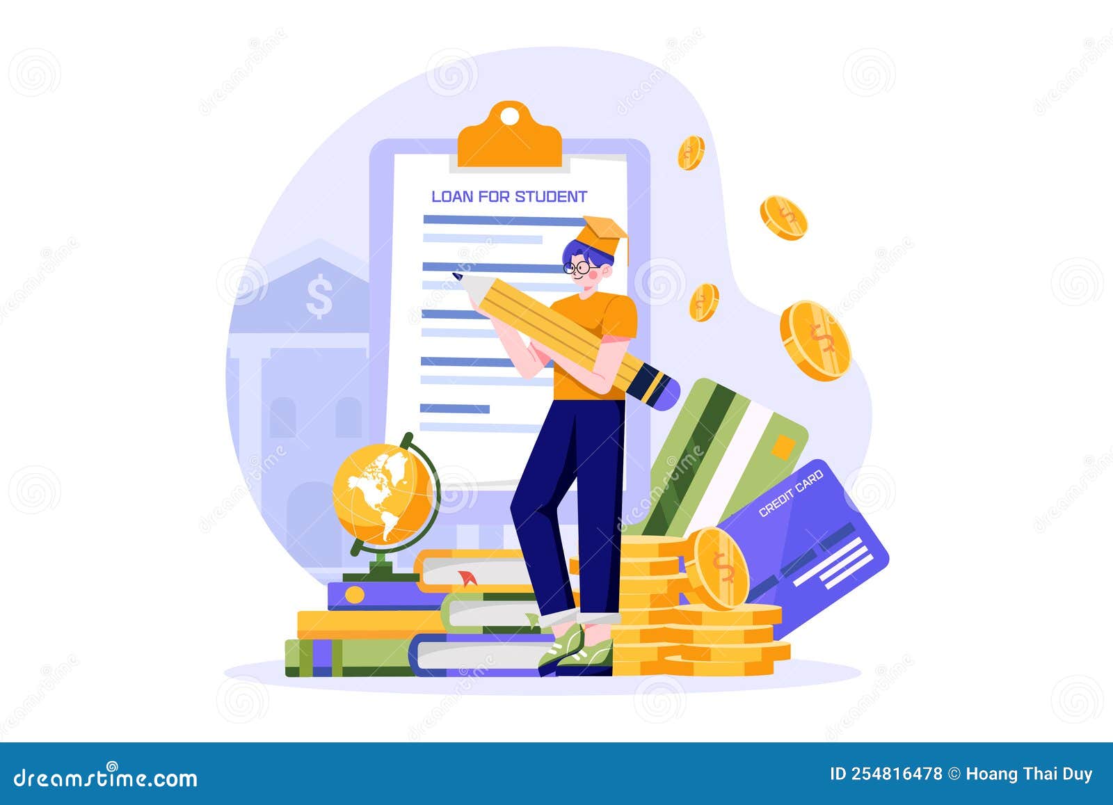 Student Applying for Student Loan Stock Vector - Illustration of change