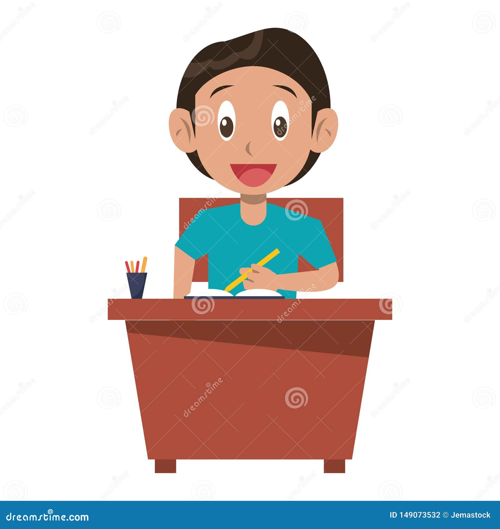 Kid Seated In School Desk Stock Vector Illustration Of People