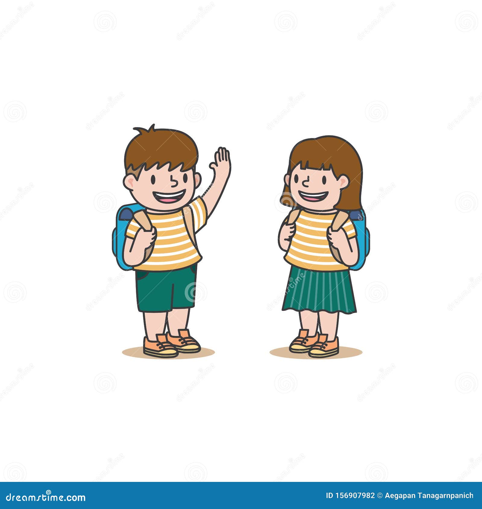 pic Student Greeting Teacher Clipart Black And White https www dreamstime com student boy greeting girl first day school start illustration vector white background education study concept image156907982