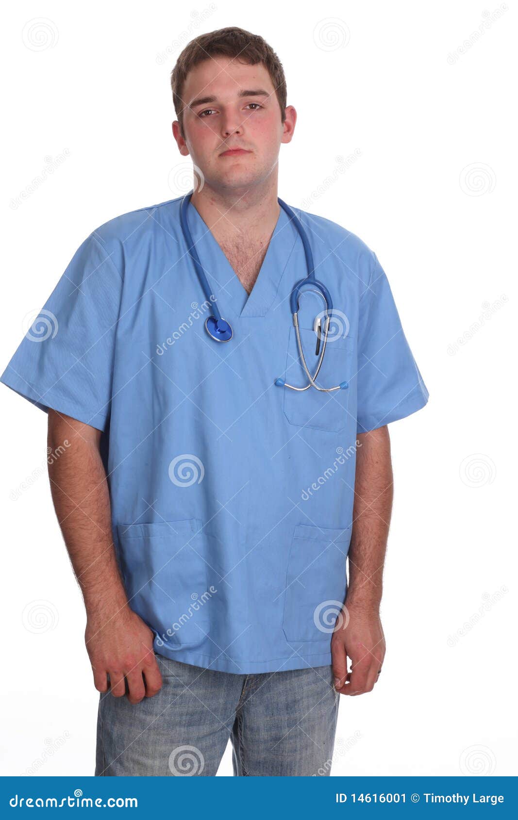 Student Doctor in Scrubs and with Stethoscope Stock Image Image of