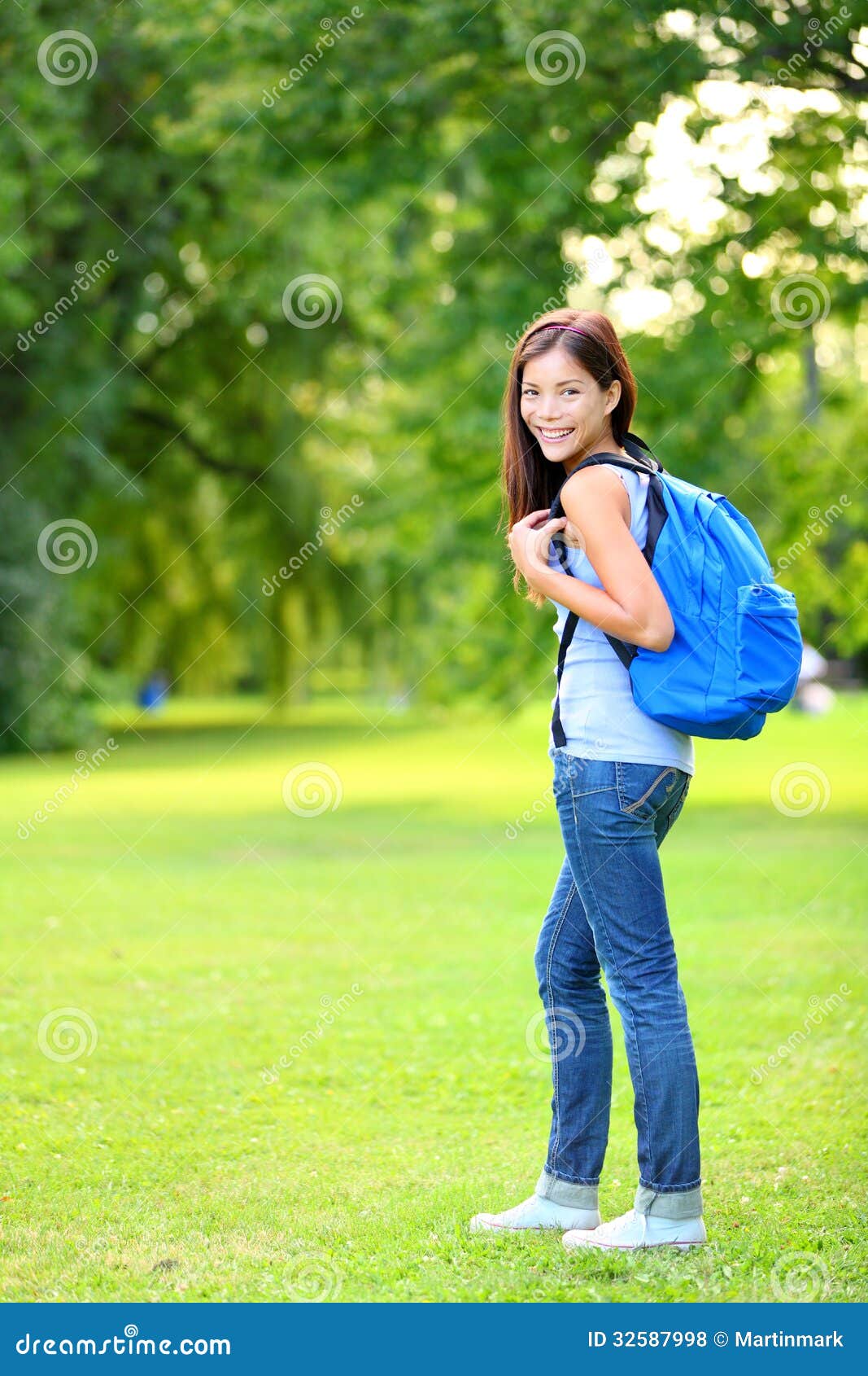 Student Girl Portrait Wearing Backpack Outdoor Royalty Free Stock