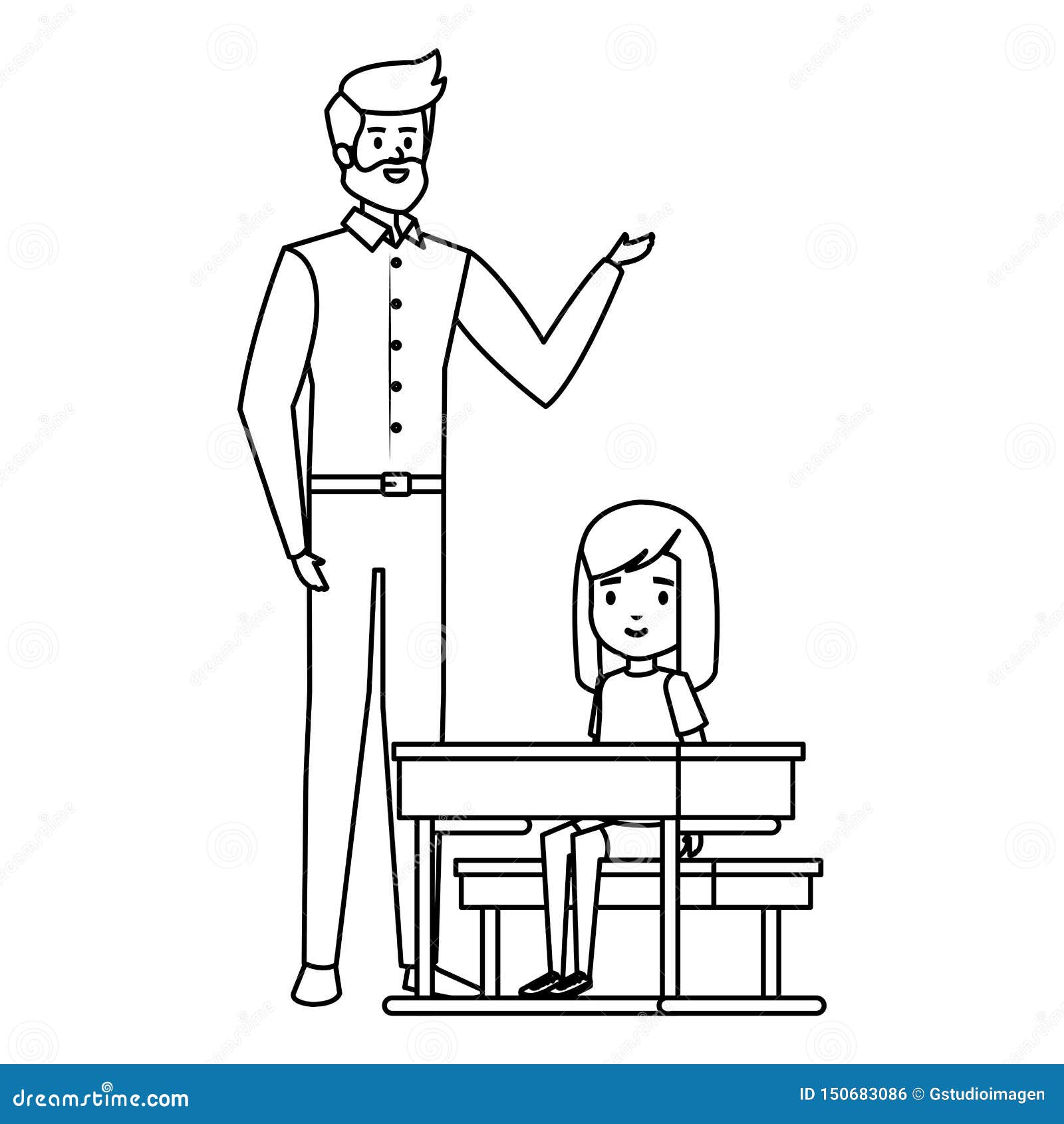 Teacher student talking standing board Black and White Stock Photos &  Images - Alamy