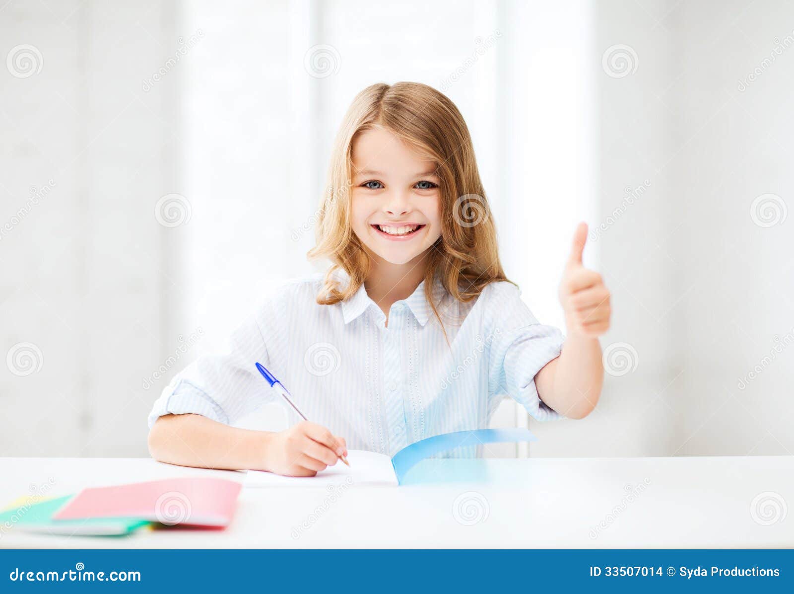 student girl studying at school