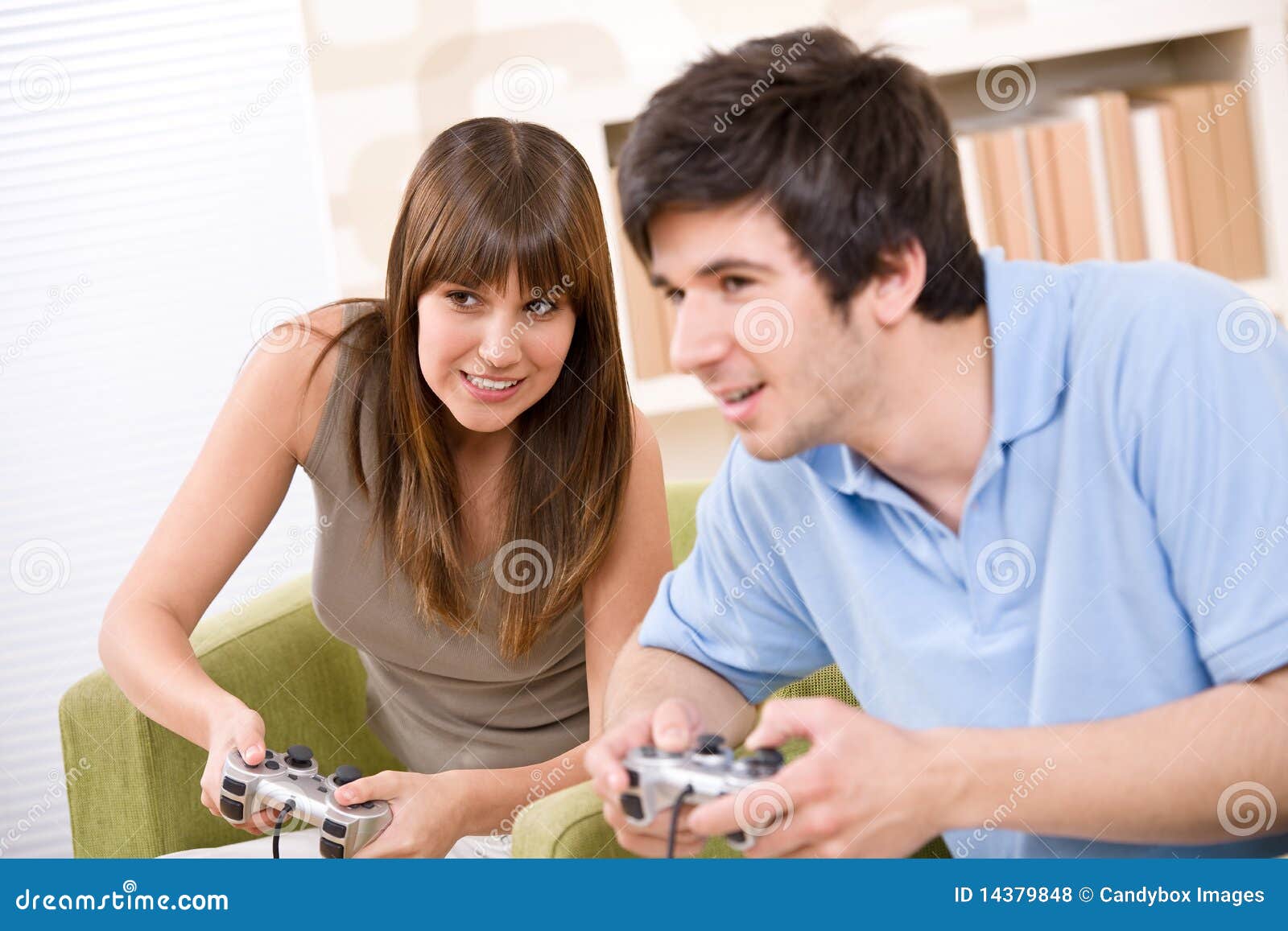 Student - Happy Teenagers Playing Video Game Stock Photo - Image of
