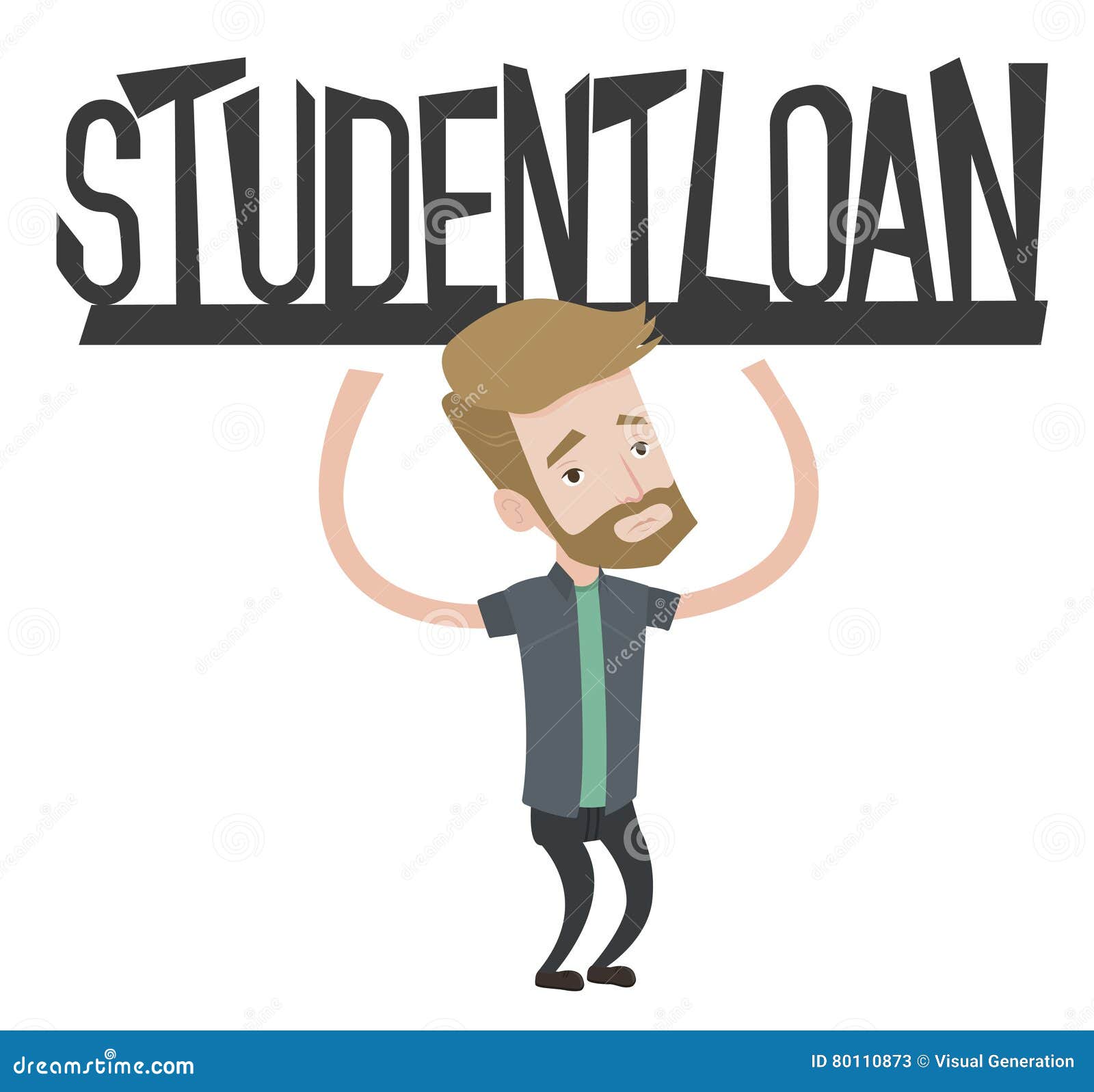 Student Holding Sign of Student Loan. Stock Vector - Illustration of