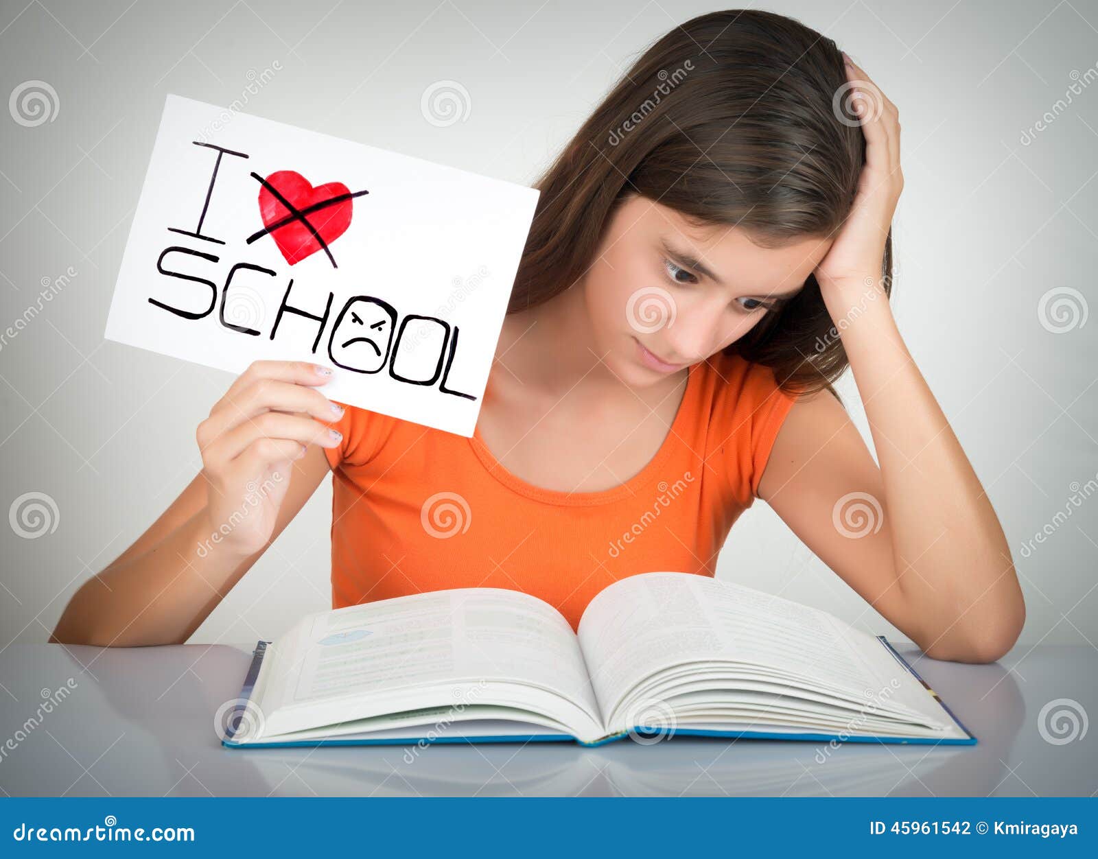 Student Holding a Sign with the Words I Hate School Stock Photo ...
