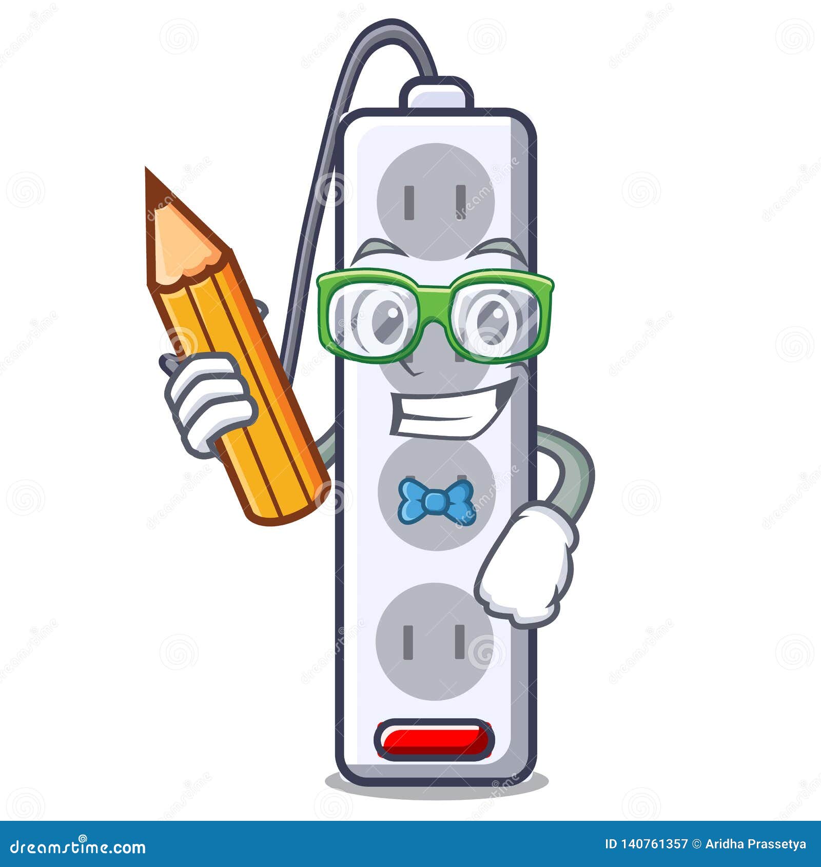 Student Power Strip Attaches the Cartoon Table Stock Vector