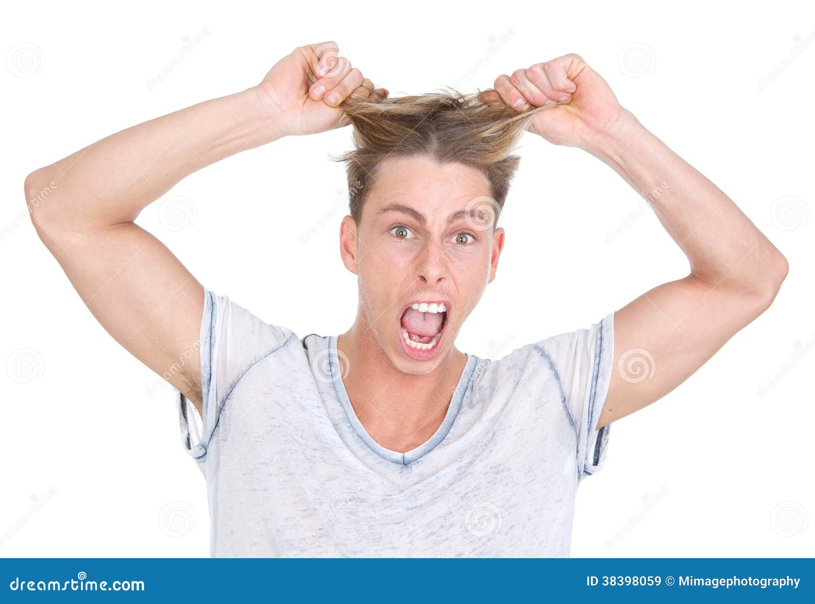 Student Pulling His Hair Out in Frustration Stock Image Image of eyes, closeup 38398059