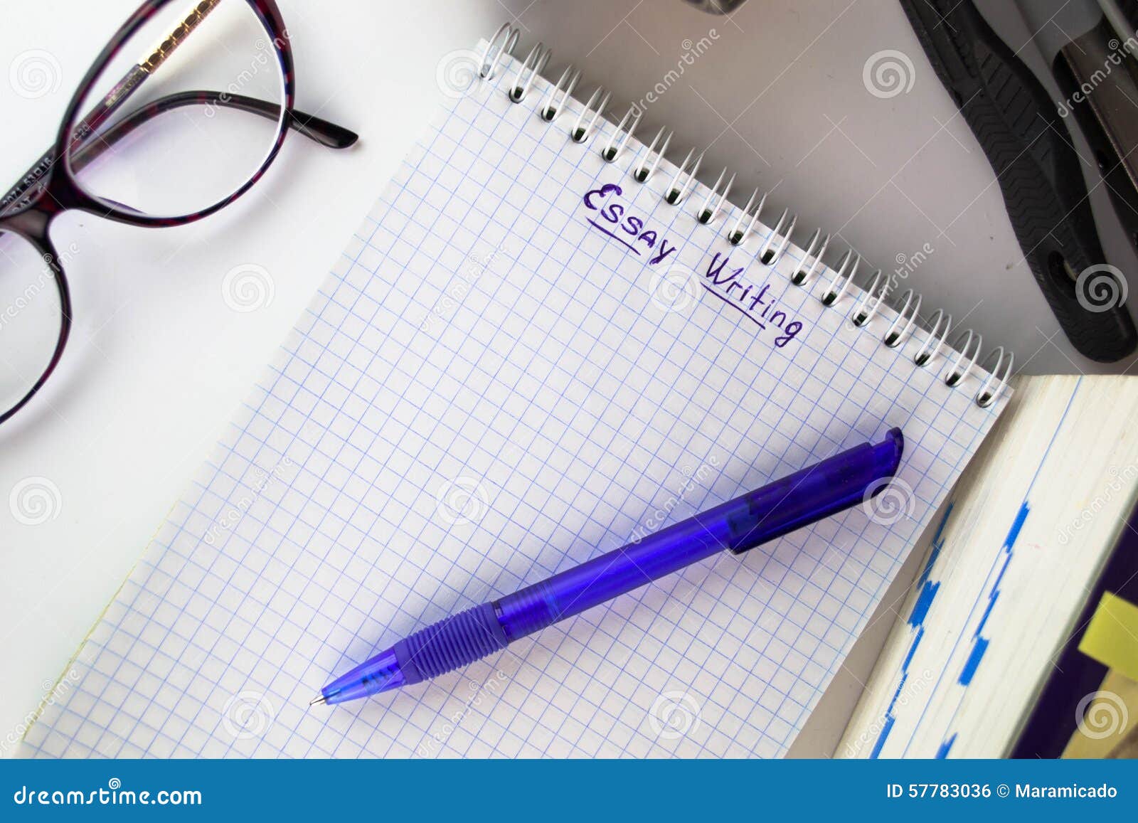 Student Reading a Book and Writing an Essay Stock Photo - Image of  horizontal, notes: 57783036