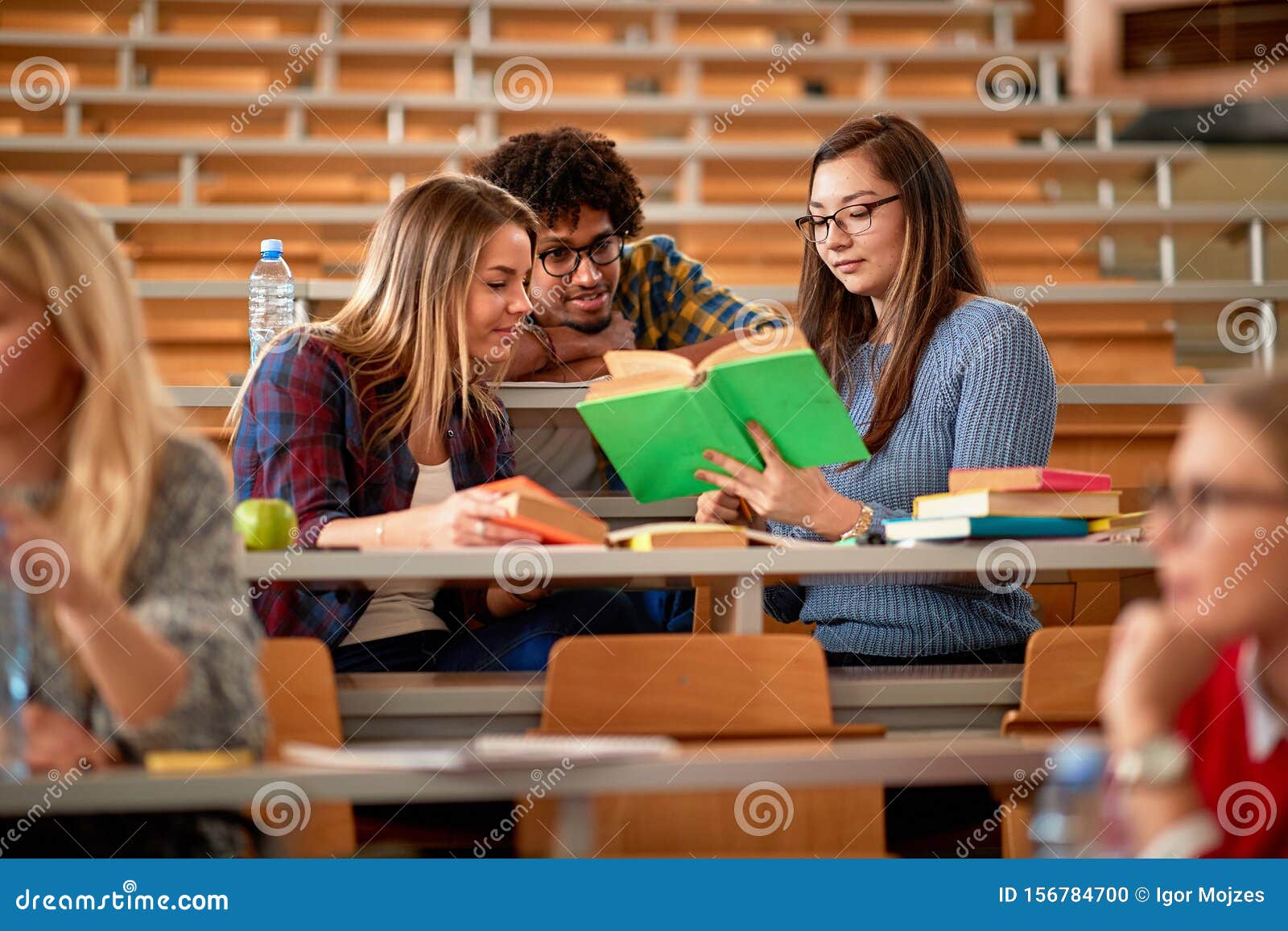 Student’s Discussion And Writing Together At College Stock Photo Image of learn, group 156784700