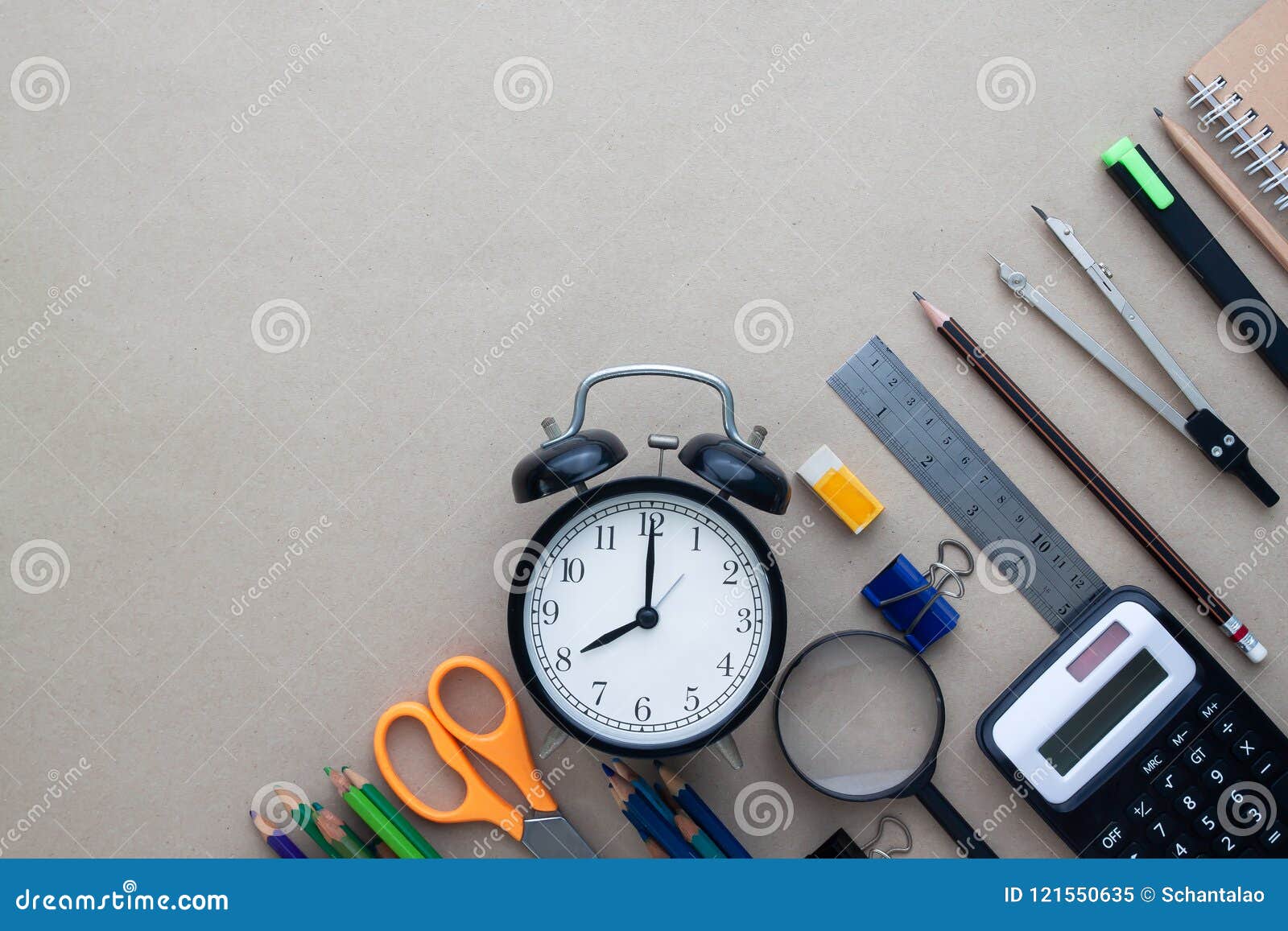 Student S Stationary On Workspace Desk Flat Lay Top View With