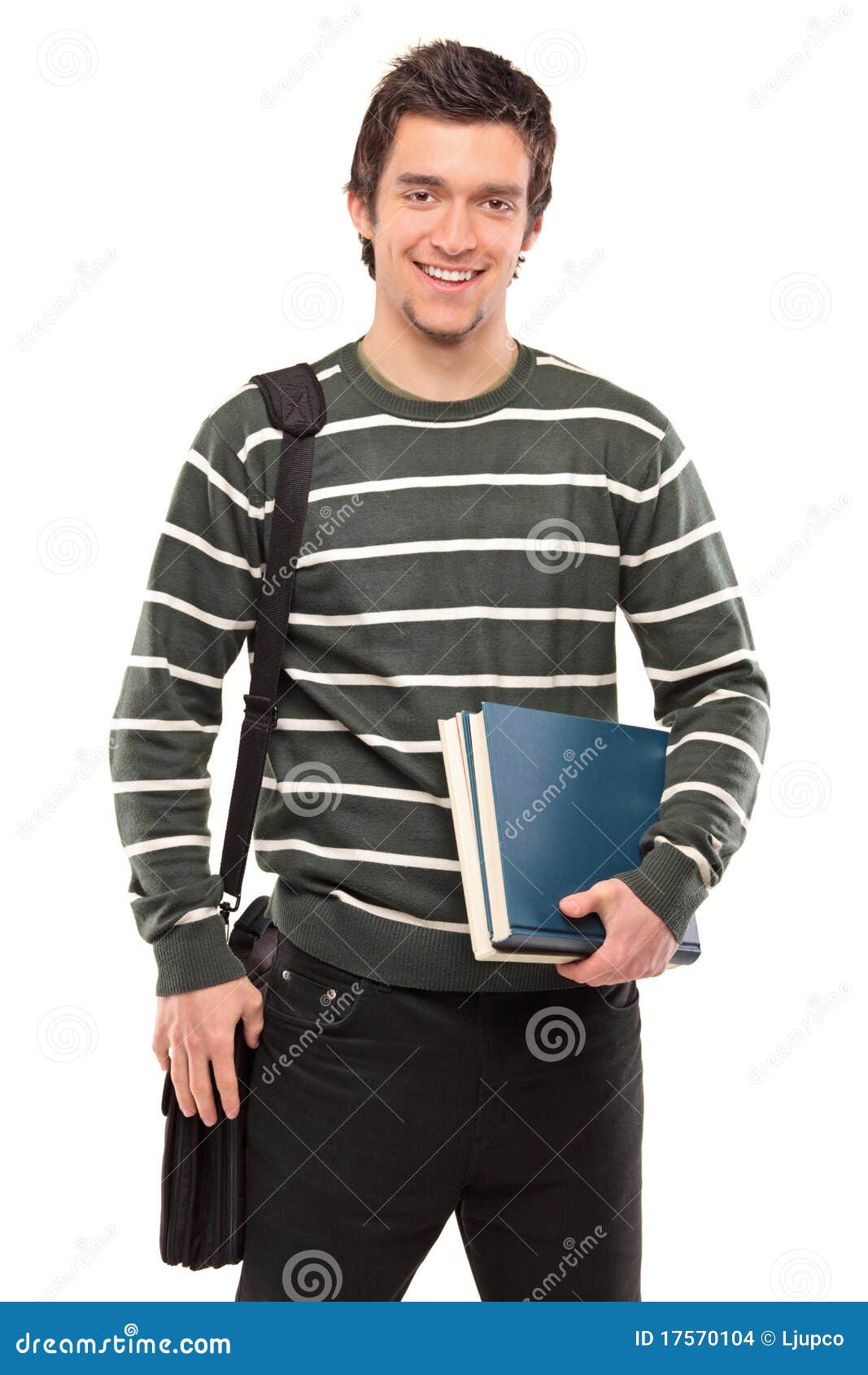 Student with a School Bag Holding Books Stock Photo Image of person