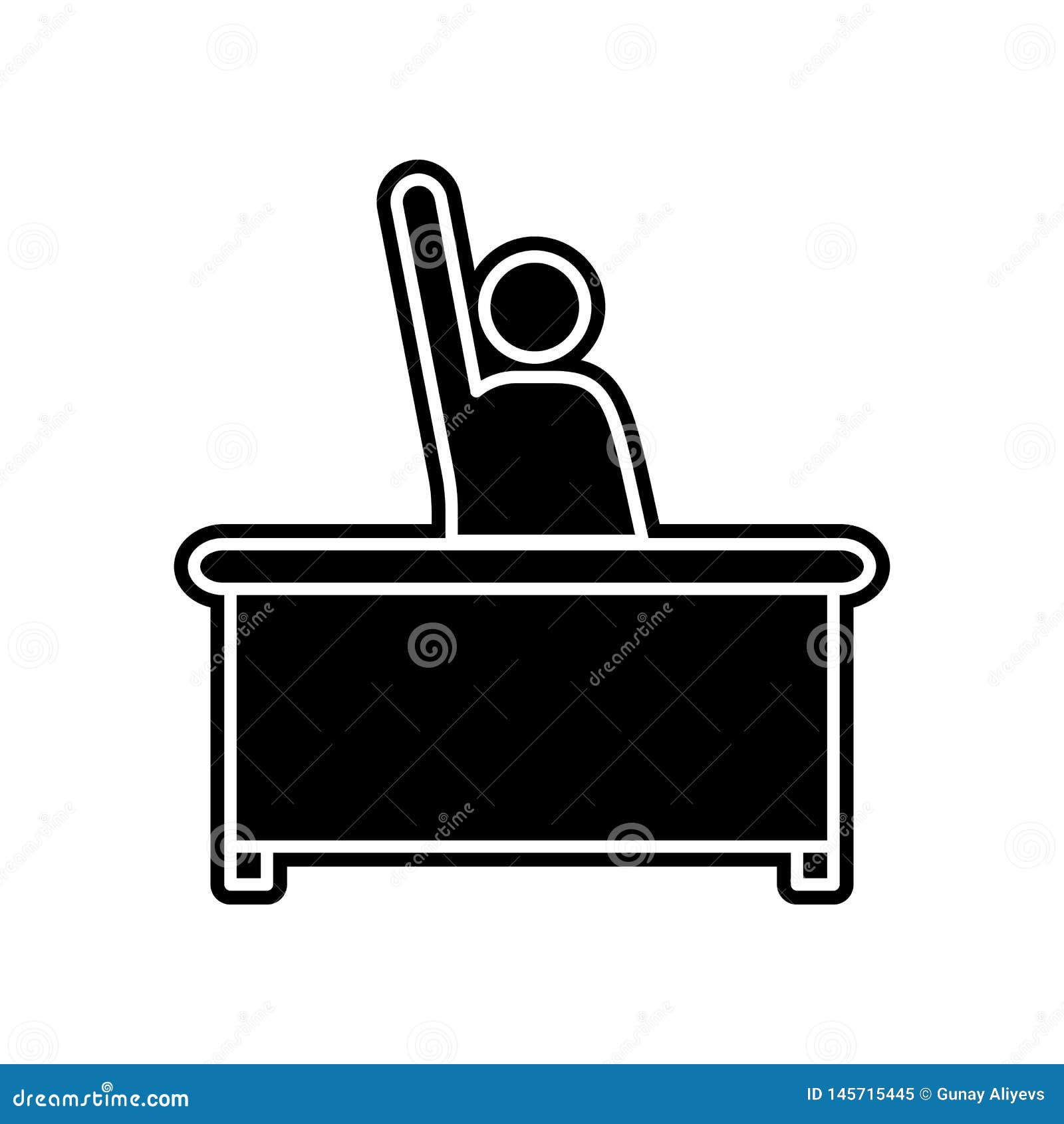 Student Sitting On Desk With Raised Hand Icon Element Of