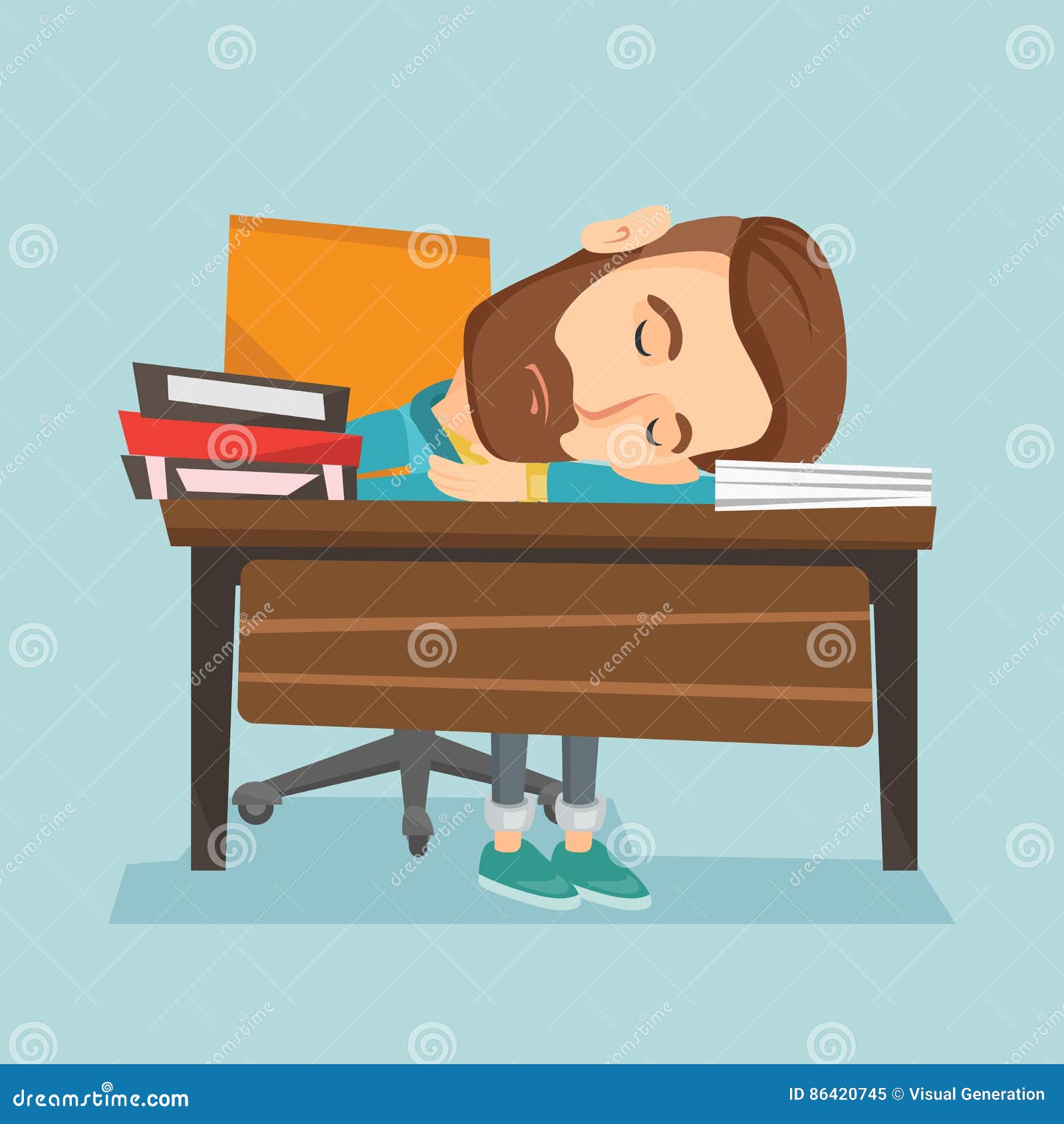 Student Sleeping At The Desk With Book Stock Vector Illustration Of