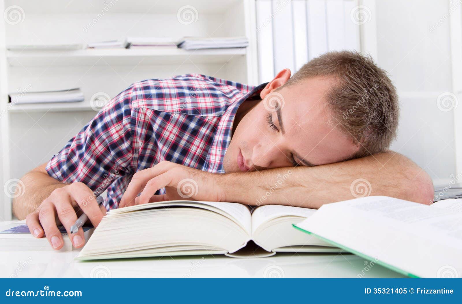 Student Sleeping At Desk Stock Image Image Of Reading 35321405