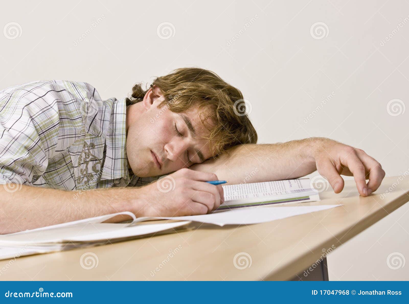 Student Sleeping At Desk In Classroom Stock Photo Image Of Desk