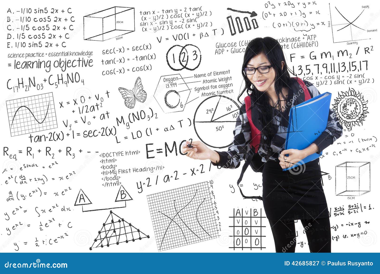 Student Writes Formula On Whiteboard Stock Image - Image ...