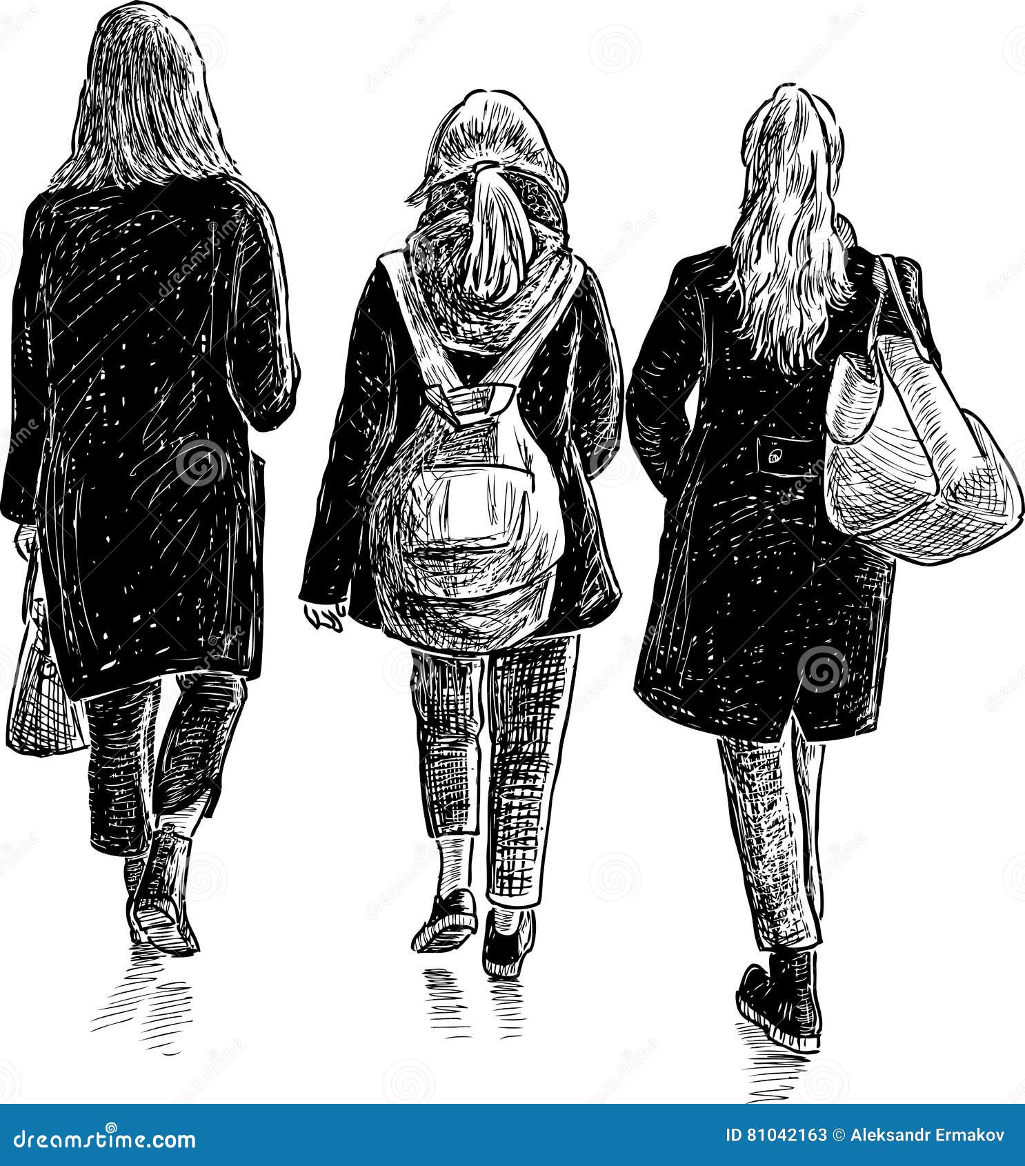 Students girls on a walk stock vector. Illustration of backpack 81042163