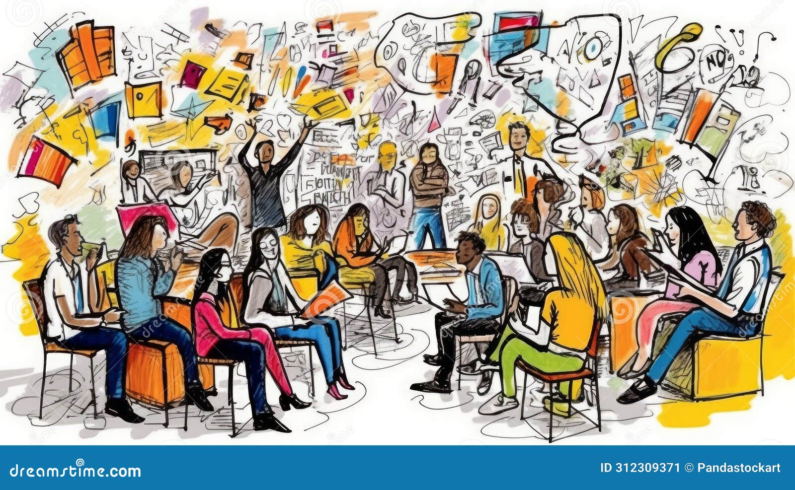 a students involved in a lively group discussion, sharing ideas. ai generated