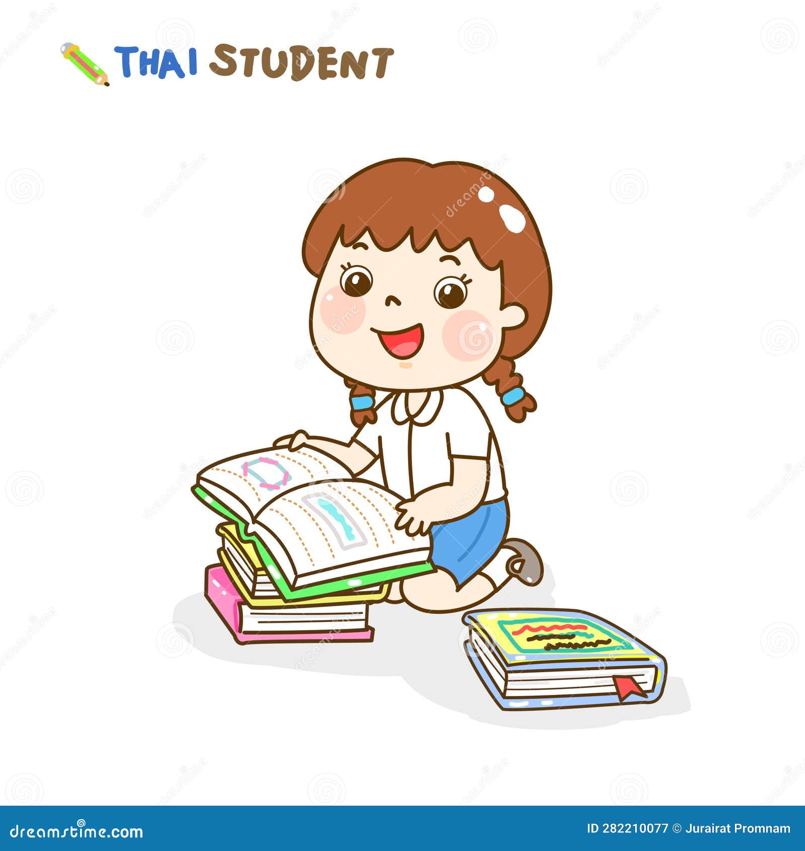 Students in Library Room Character. Stock Illustration Illustration