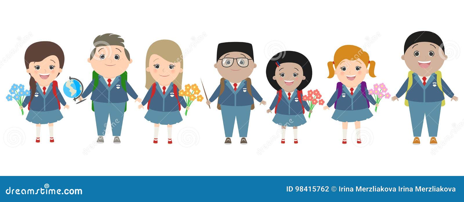 Students, School Children on a White Background, Back To School. Stock  Illustration - Illustration of people, knowledge: 98415762