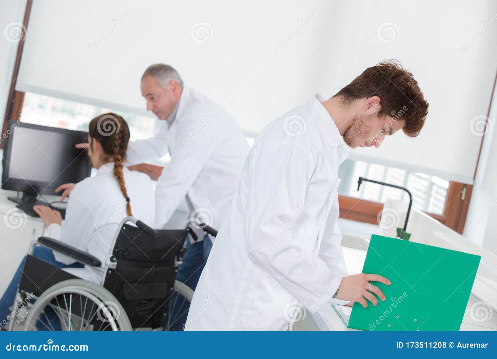 Students in Science Lab One in Wheelchair Stock Photo Image of