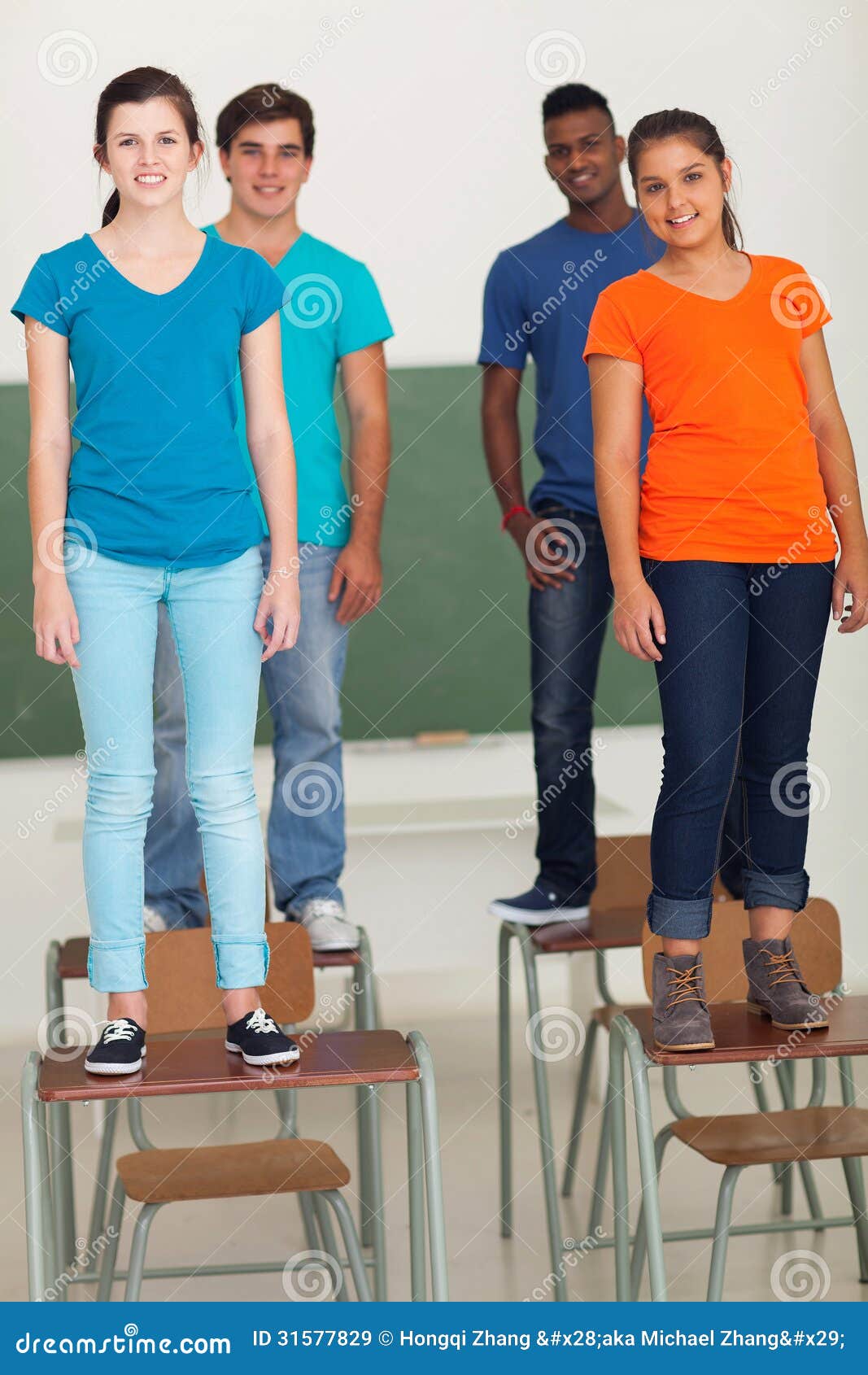 Students Standing Desks Stock Image Image Of Adult Female 31577829
