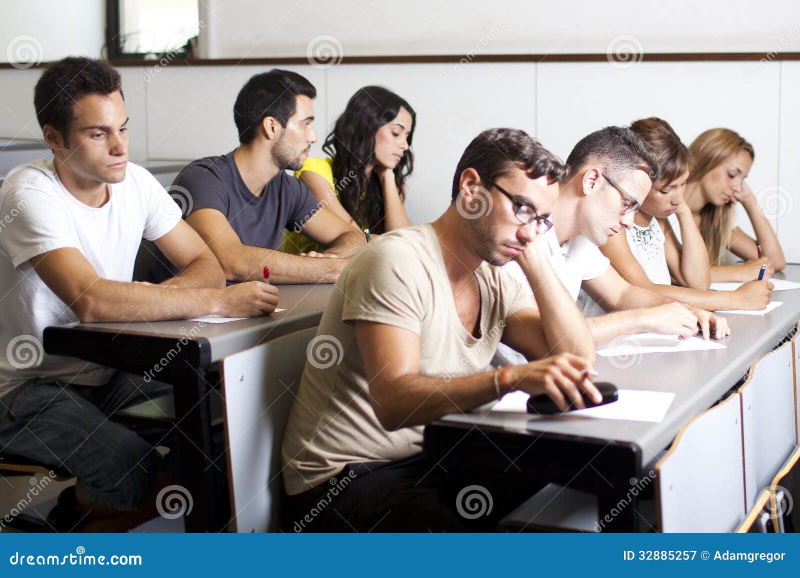 students studying in class