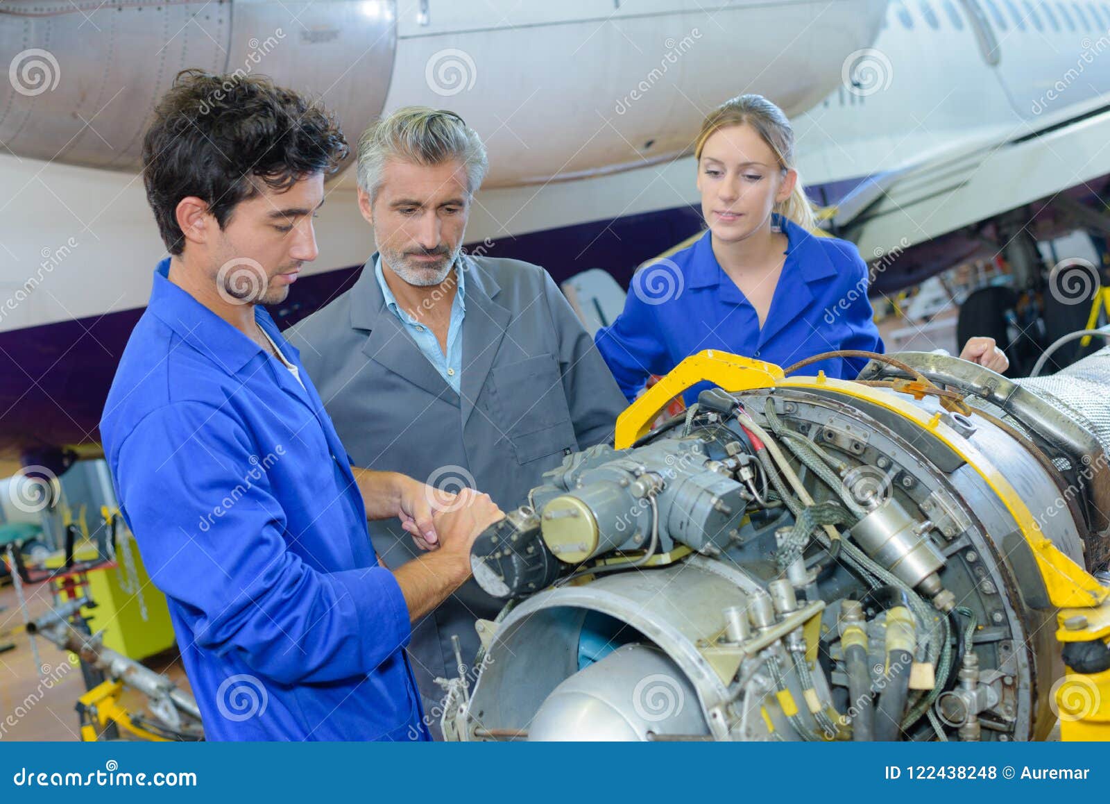 Students Working on Aircraft Component Stock Photo Image of mechanical, machine 122438248