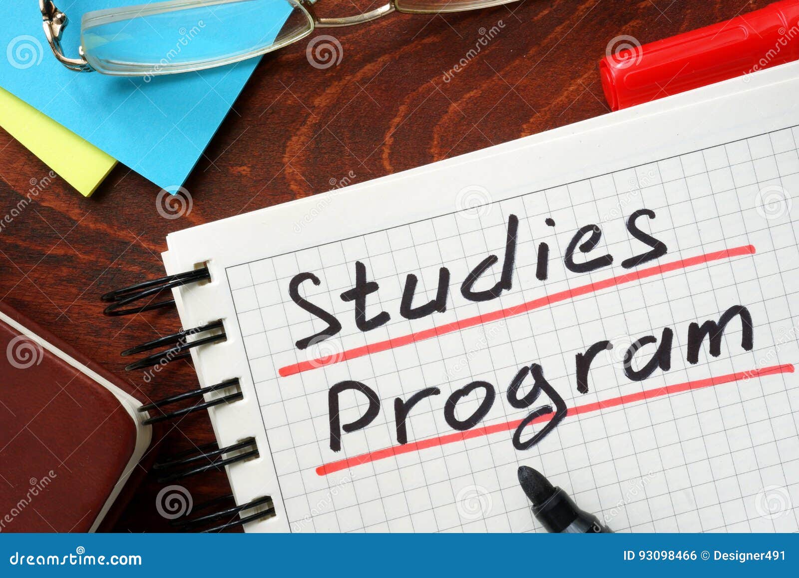 studies program written in a notepad.