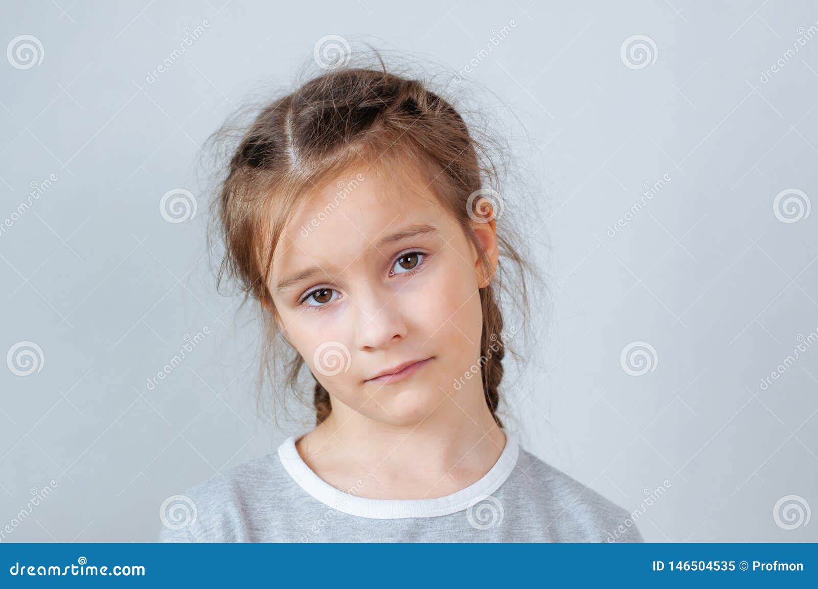 Studio Emotional Portrait of a Serious Little Girl with Long Hair Stock  Image - Image of human, eyes: 146504535