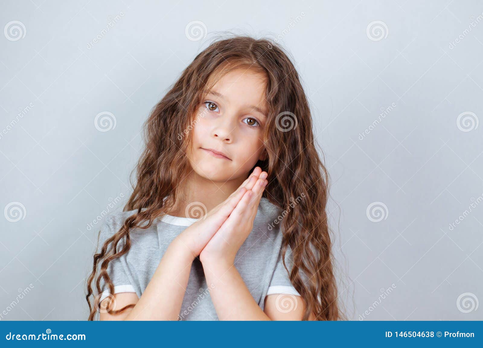 Studio Emotional Portrait of a Serious Little Girl with Long Hair Stock  Photo - Image of funny, expression: 146504638