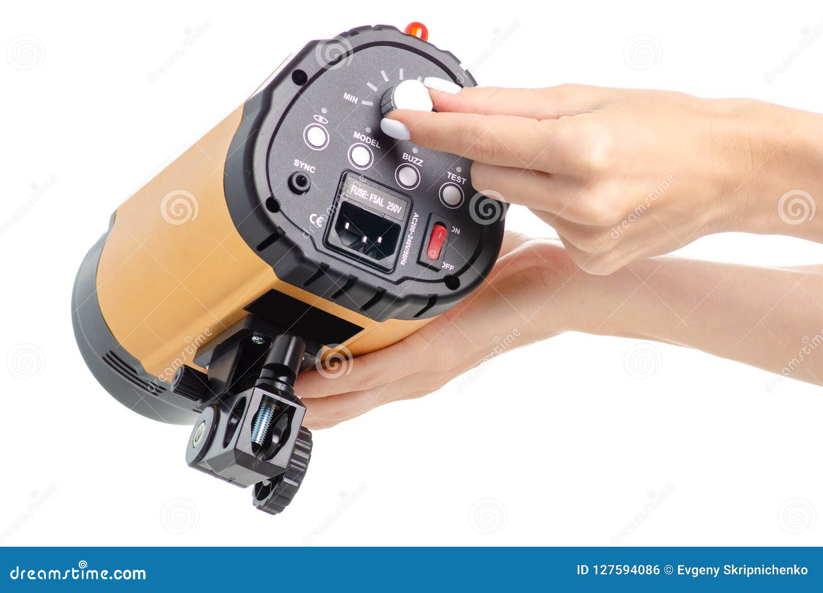 Studio Flash Equipment in Hand Stock Photo Image of photographic