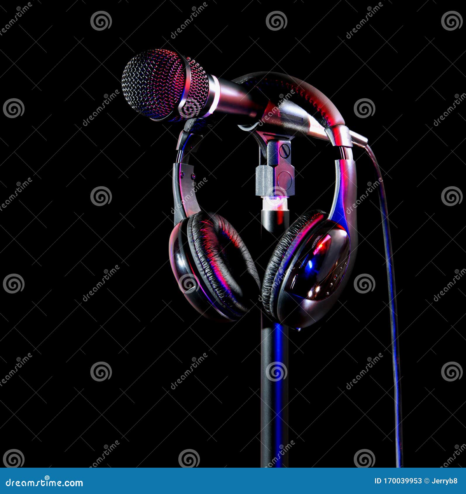 Studio Microphone and Headset for Recording Singer Stock Image Image
