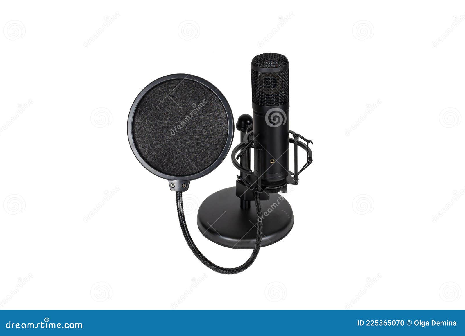 Studio Microphone and Pop Filter Isolated on White Background Stock ...