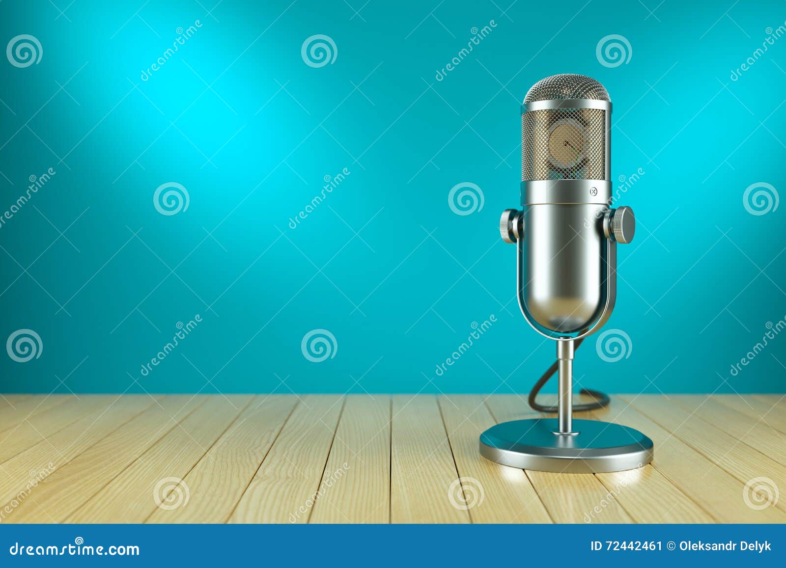 Microphone On Stand. Speaker Speech. Sound Equipment. Flat Cartoon